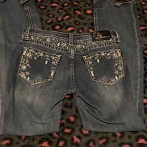 Grace in LA Women's Snowflake Denim Boot Cut Jeans